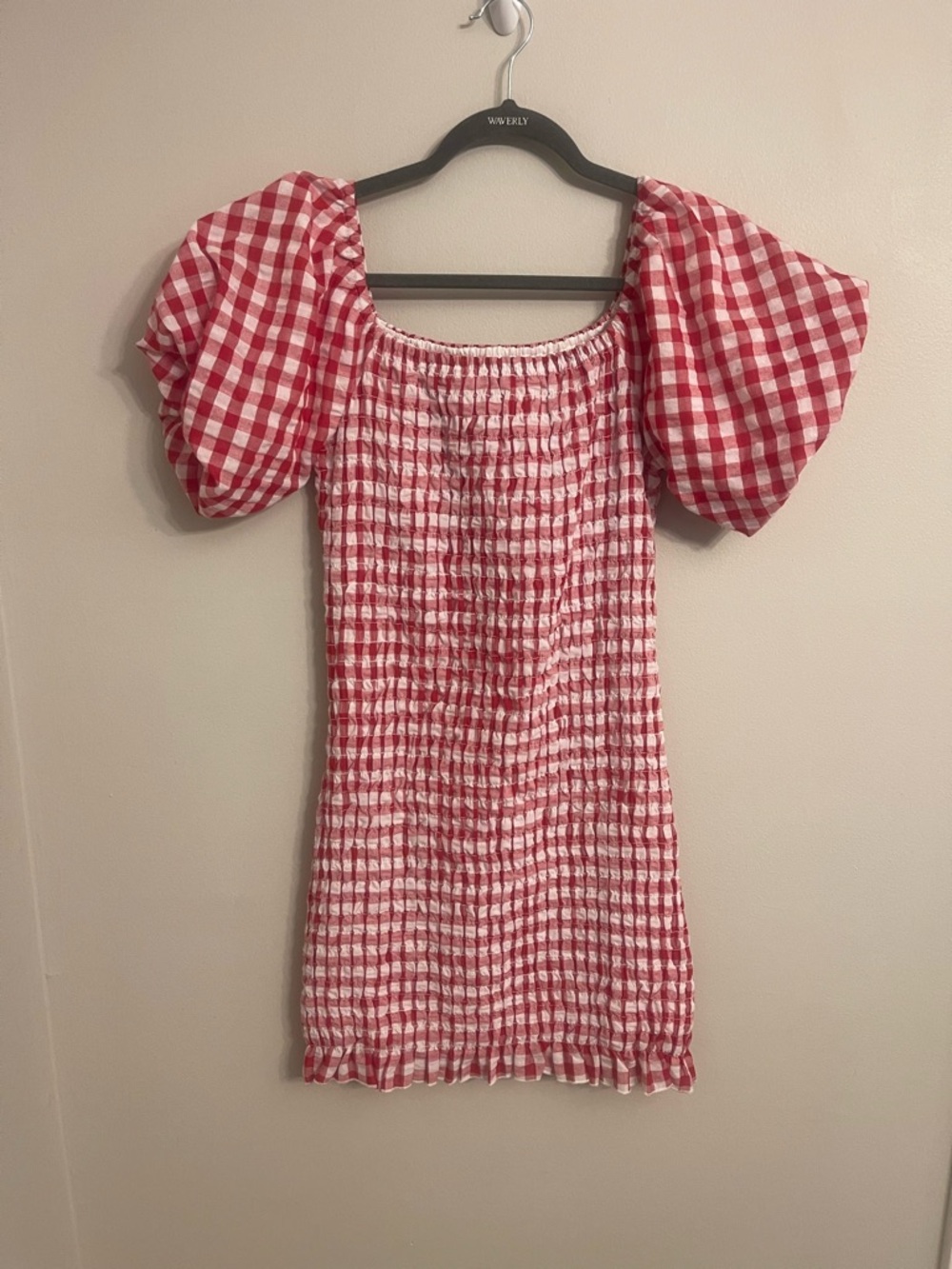 Pink Lily Red and White Gingham Smocked Dress